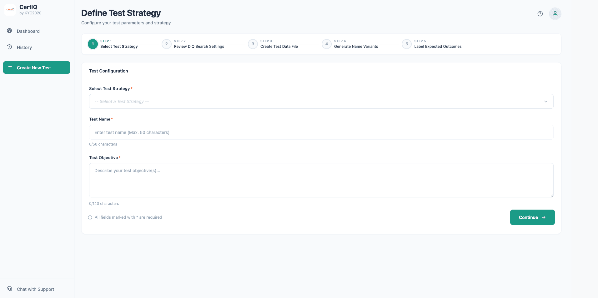 Define Test Strategy